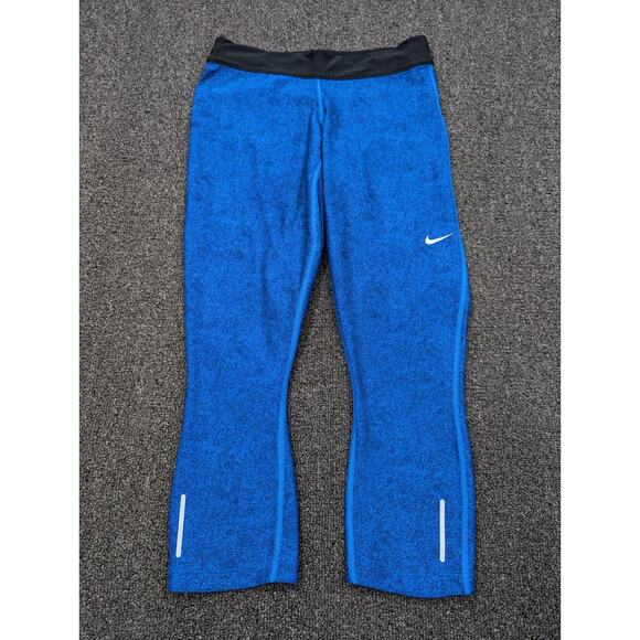 Nike Pants - Nike Dri-fit Capri Running Yoga Pants Blue Black Leggings Style 717422 Size S